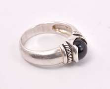 Onyx Ball Ring in Sterling Silver