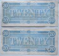 2 $ 20 Feb 17 1864 Series CSA Notes.