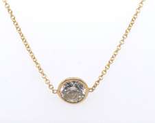 Pleasing Bezel Set Diamond Pendant on Chain Necklace
