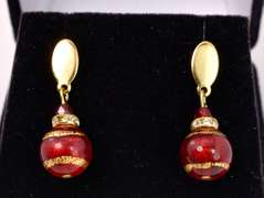 Darling Italian Made, Hand Blown Art Glass and Gold Links Bracelet and Earrings