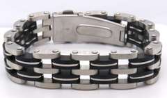 Stainless Steel and Black Bracelet