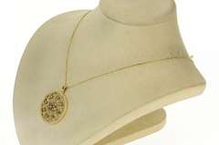 14K Yellow Gold Effy Diamond Ornate Round Cluster Medallion Pendant