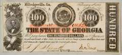 Confederate States Bold Jan 2 1863 $ 100 State of Georgia Note