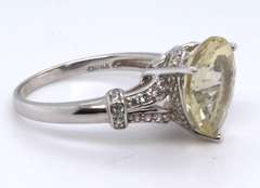 Sterling Silver Pear Shaped Yellow Cubic Zirconia Ring
