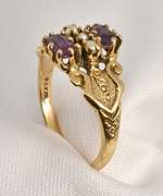 Unusual Amethyst & Seed Pearl Ring