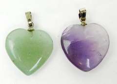Jade & Amethyst Quartz Heart Pendants