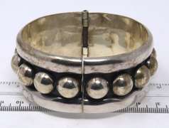 Vintage Sterling Silver Mexico Wide Bangle Bracelet