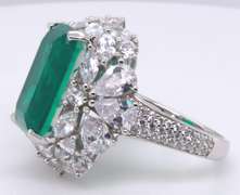 Sterling Silver Emerald Style Cubic Zirconia Ring