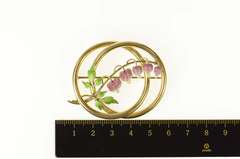 14K Yellow Gold Victorian Enamel Seed Pearl Foxglove Flower Pin/Brooch