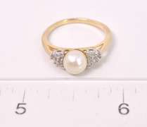 Lush Pearl and Diamond Ring in 14K Yellow Gold