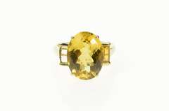 10K Yellow Gold Faceted Oval Syn. Citrine Cocktail Statement Ring