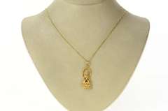 14K Yellow Gold Victorian Ornate Diamond Pious Lady Pendant