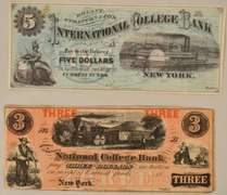 $ 3 & $ 5 Bryant & Stratton New York College Bank Notes