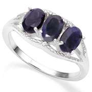 2.00 CT ENHANCED GENUINE SAPPHIRE & DIAMOND 925 STERLING SILVER RING
