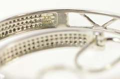 10K White Gold Pave Diamond Encrusted Squared Hoop Earrings