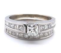 Incredible White Gold Princess Cut Diamond Wedding Set