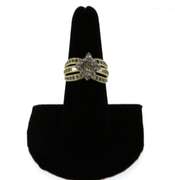 Wonderful Square Diamond Cluster Ring with triple layer Channel Set Diamonds on a 14k Gold Band