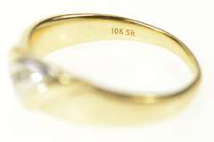 10K Yellow Gold Men's Two Tone Diamond Striped Wedding Ring