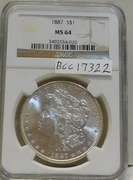 1887 Morgan Dol NGC MS-64, near GEM