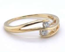 Dreamy Yellow Gold Double Diamond Bypass Ring
