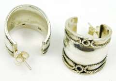 Wide Sterling Silver Hoop Earrings