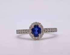 14kt Gold, Blue Sapphire, & Diamond Cocktail Ring