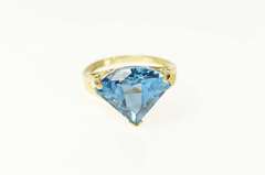 14K Yellow Gold Fancy Trillion London Blue Topaz Statement Ring