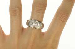 14K White Gold 0.51 Ctw Men's Diamond Three Stone Wedding Ring