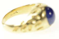 14K Yellow Gold Retro Round Syn. Blue Star Sapphire Ring
