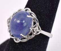 Fantastic 8.27CTS Star Tanzanite and 0.09CTW Diamond Ring in Sterling Silver