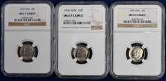 Lot Of 3 SMS 10C MS67 CAMEO. 65', 66', 67'. NGC