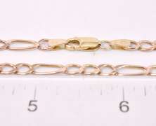 Classic Figaro Style Chain Necklace in 14K Rose Gold
