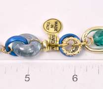 Sensational Italian Made Hand Blown Art Glass and Gold Links 36" Necklace