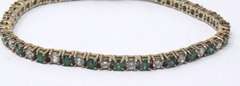 Sterling Silver Green and White Cubic Zirconia Bracelet