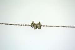 Sterling Silver CZ Dog Chain Bracelet