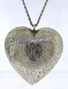 Vintage Sterling Silver Heart Pendant on Chain