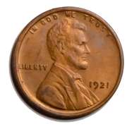 Gem Red BU 1921 Lincoln Cent