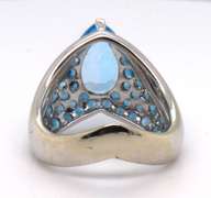 Charming White Gold Blue Topaz Cokctail Ring