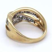 Gorgeous Channel Set Diamond Bypass Yellow Gold Ring