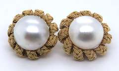 Charming 18kt Mabee Pearl Stud Earrings
