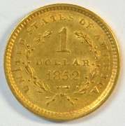 Simply lovely 1852 US Type One $1 Gold Piece. Full strike