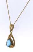 Beautiful Pear Shaped Blue Topaz Pendant on Chain