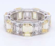 Sterling Silver Yellow and White Cubic Zirconia Band