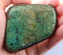 Huge! 453ct well marbled light blue Turquoise buckel