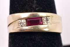 Beautiful Band Style Ruby Ring in 14K Yellow Gold