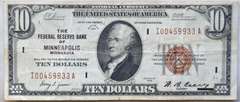 Clean 1929 $10 Minneapolis National Series Note