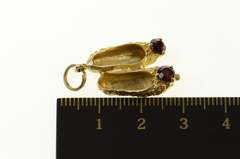 14K Yellow Gold Garnet Slippers Ballet Dance Shoes Charm/Pendant