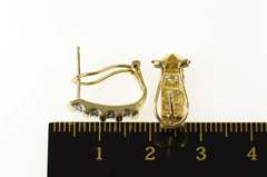 10K Yellow Gold Squared Diamond French Clip Back Statement Earrings