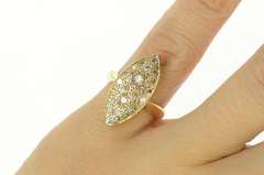 18K Yellow Gold Marquise Diamond Navette Cluster Statement Ring