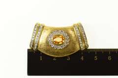 18K Yellow Gold 3.88Ctw Orange Sapphire Diamond Omega Slide Pendant